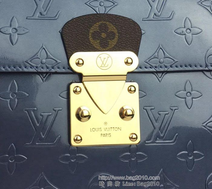 路易威登LV 女包漆皮 頂級原單 M90373霧霾藍 Monogram Vernis漆面牛皮 Spring Street手袋 風格百搭 手提肩背斜挎包  YDH2583